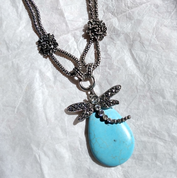 Turquoise Dragonfly Necklace - Picture 2 of 4